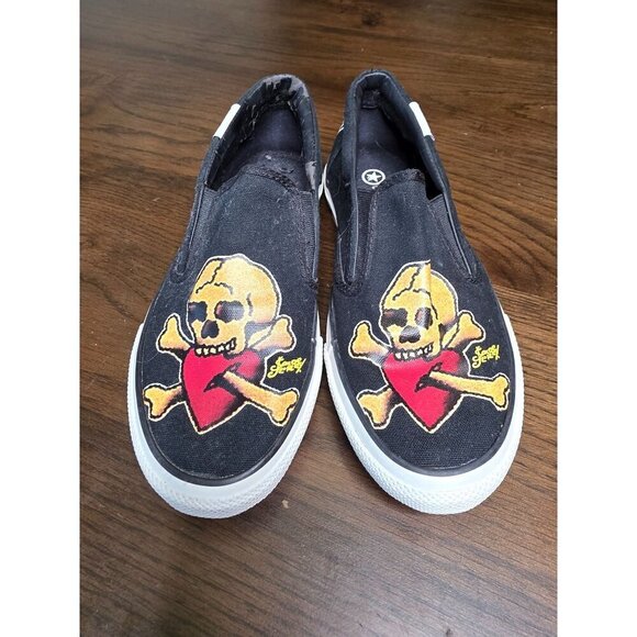 Sailor Jerry X Converse Slip-On Shoes With Skull & Crossbones Design - Picture 1 of 16